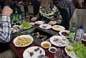 Das Abschiedsessen im Grillrestaurant, das kleine grüne Fläschchen ist hochprozentiges, was der Verdauung sicherlich half.