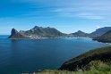 Blick von Chapmans Peak Hout Bay. die Bergkette erinnert einen an ein Rhino, ein Nashorn.